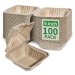 Aricsen Disposable 100 Pack 6×6 Inch Takeout Lunch Box