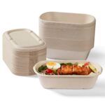 [100% Eco-Friendly] 34 oz Disposable Food Containers with Lids