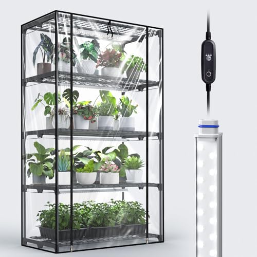 Inzlume Indoor Greenhouse with Grow Lights, 17.7x29.5x59
