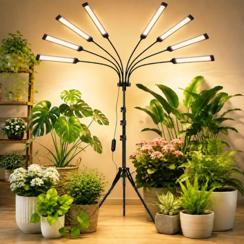 Abriselux 800 LEDs Floor Full Spectrum LED Grow Lights for Indoor Plants, Ultra Bright 8 Heads Plant Lights for Indoor Growing with 4/8/12H Timing, High Efficiency Plant Light for Plant Growth.