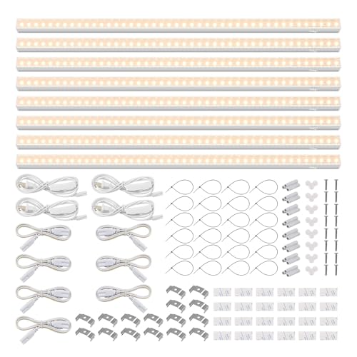 Barrina T5 Grow Lights, Full Spectrum, 2ft 80W (8 x 10W), Yellow, 8 Packs