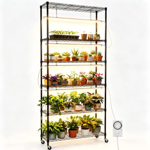 Plant Shelves with Grow Lights,6Tier Grow Light Shelf,35.4*13.8*70.9in