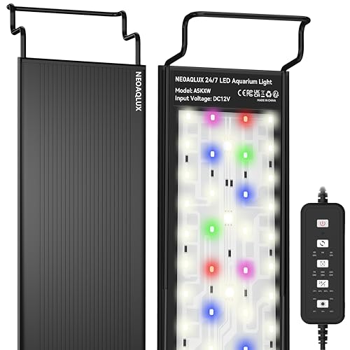 NEOAQLUX 24/7 LED Aquarium Light for 8-12 Inch Plant & Fish Tank, 12-Color & Gradient & Full Spectrum with Auto On/Off, Brightness, Sunrise-Daylight-Moonlight, Extendable Brackets for Freshwater IP68