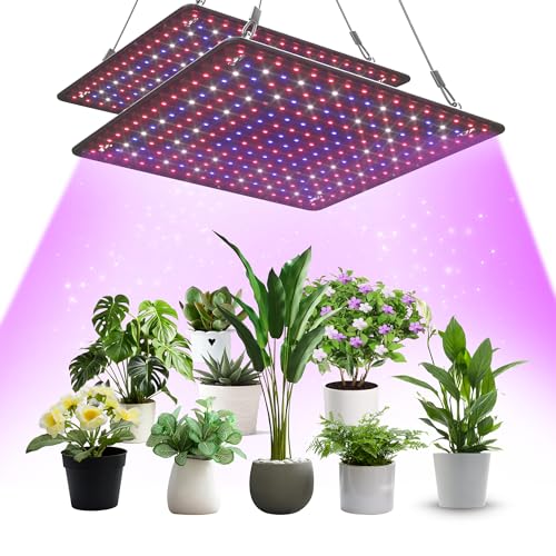 Uallhome 2 Pack LED Grow Light Panel Full Spectrum Lamp for Indoor Plants