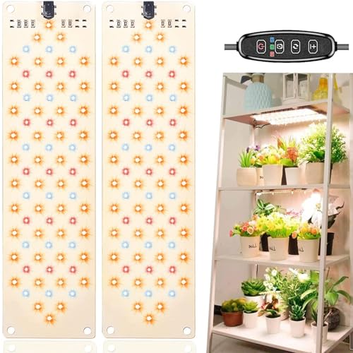 Grow Lights for Indoor Plants,Ultra-Thin Panel Grow Lamp,158LEDs Full Spectrum Grow Lights for Under Cabinet Plant, Grow Lamp with 3/9/12H Timer,10 Dimmable Levels for Plants Growing(2PCS)