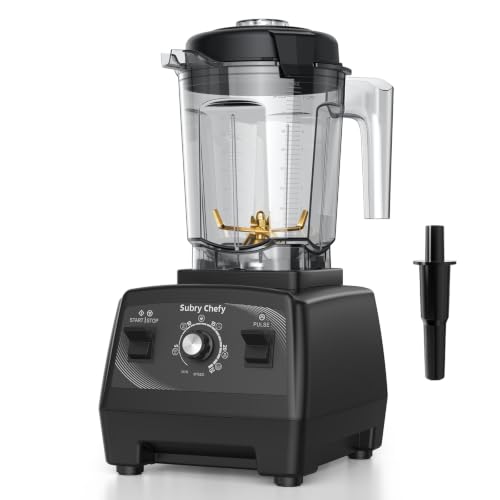 Subry Chefy Countertop Blender Pro 2000W, Professional High-Speed Blender with Powerful Brushless Motor, 25-Speed, 68oz, Heavy Duty Kitchen Blender for Smoothies, Ice Crushing & Food Prep, Black