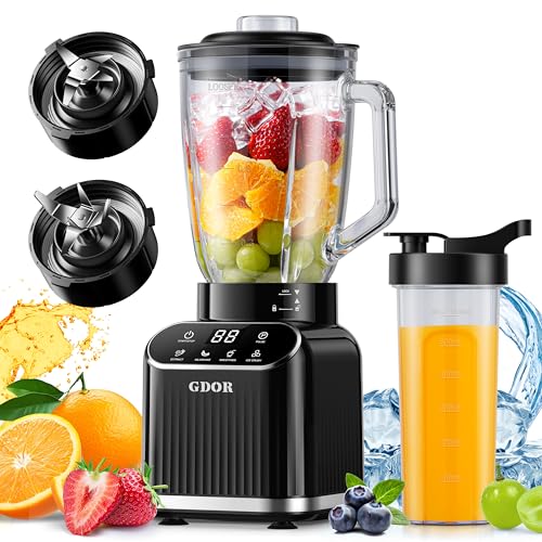 GDOR Smoothie Blender for Kitchen,1200W Glass blender with 5 Smart Programs