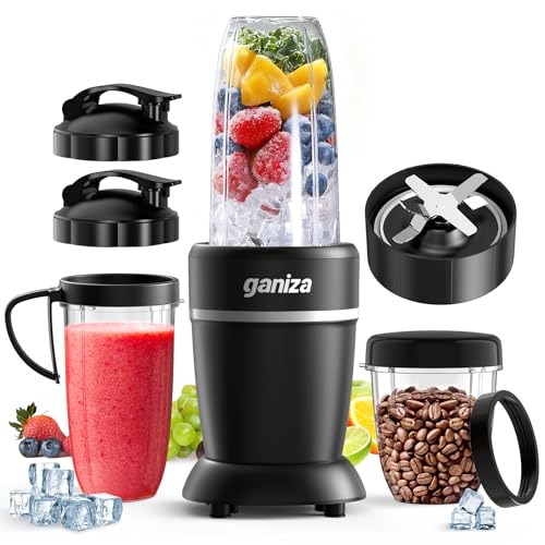 Ganiza Smoothie Blender Max 1300W, Personal Kitchen Blender & Grinder Combo