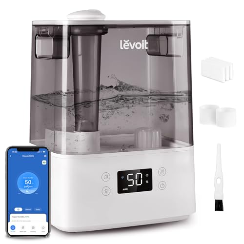 Levoit Humidifiers for Bedroom Large Room, 6L, 60H Runtime, 26dB, Smart App