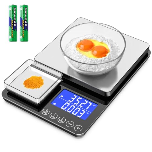 KKZ 0.001oz/33lb Kitchen Scale, Dual Platform Food Scale Grams and Ounces