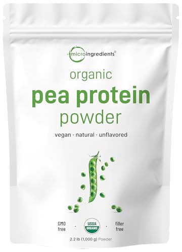 Micro Ingredients Organic Pea Protein Powder, 1KG (2.2 Pounds), North America Grown | Plant-Based Vegan Protein, Meatless Supplement, Natural Branched Chain Amino Acids | Non-GMO, Soy Free