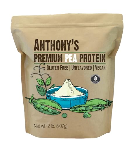 Anthony's Premium Pea Protein, 2 lb, Plant Based, Gluten Free, Unflavored, Vegan, Keto Friendly, Made from Peas
