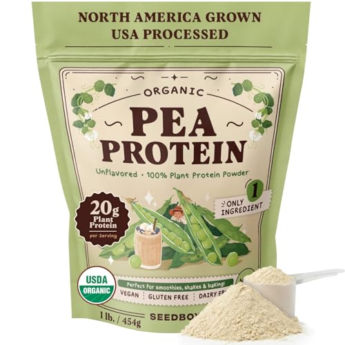 Seedboy Organic Non-GMO Pea Protein Powder, 20g Protein, 1 lb Bag