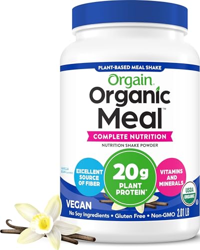 Orgain Organic 20g Meal Protein Powder, Vegan, Vanilla Bean, 2.01 lb