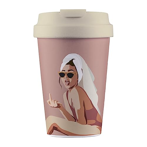 Sustainable Deluxe Cup – Reusable Coffee Mug with Resealable Lid – Cute Travel and To Go Cup for Women – Plant based – Dishwasher Safe, Microwavable and light weight – BPA and Melamine Free – 12 oz
