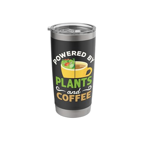Powered by Plants and Coffee Vegan Vegetarian Stainless Steel Insulated Tumbler