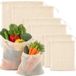 MAQIHAN Reusable Cotton Mesh Produce Bags - 6 Pack