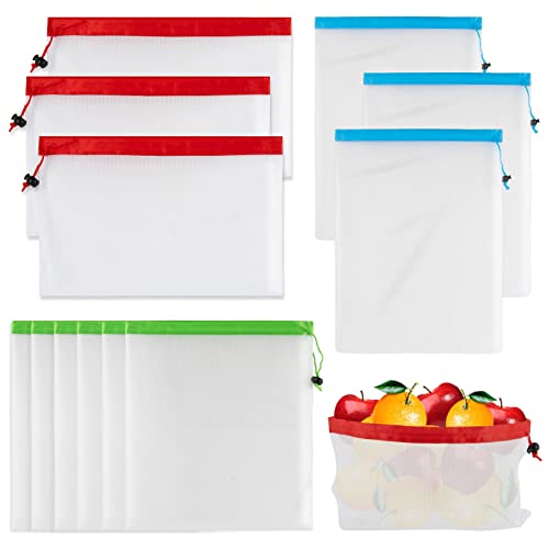 MAQIHAN 12PCS Reusable Produce Bags - Mesh Bags Drawstring for Food Storage