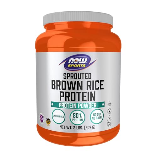 NOW Foods Sports Nutrition, Sprouted Brown Rice Protein, 80% Protein, Unflavored Powder, 2-Pound
