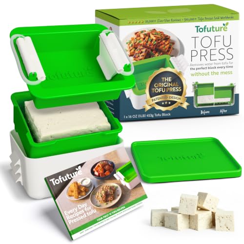 Tofuture Tofu Press | Patented Self-Contained | Vegan, Fits 8-16 oz Block