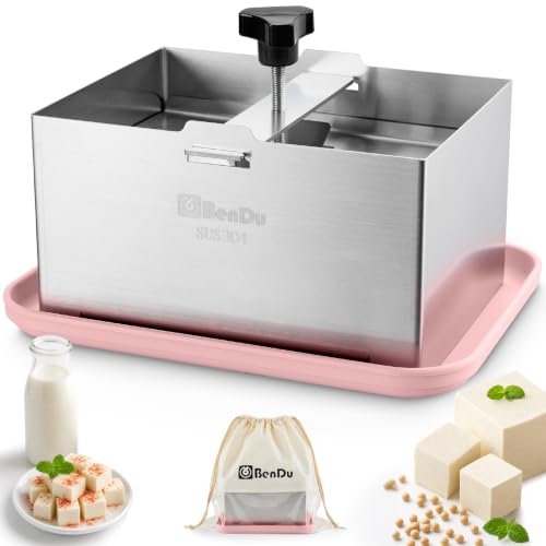 Tofu Press Stainless Steel, Tofu Maker and Paneer Press with Cloth, Pink