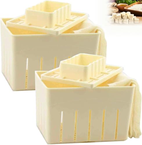 Tofu Press Mould, 2PCS Food Grade Plastic Tofu Maker Kit with Cheese Cloth