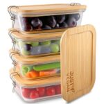 JUST VEGAN Airtight Glass Food Storage Containers with Bamboo