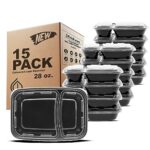 Freshware Meal Prep Containers [15 Pack] 2 Compartment with