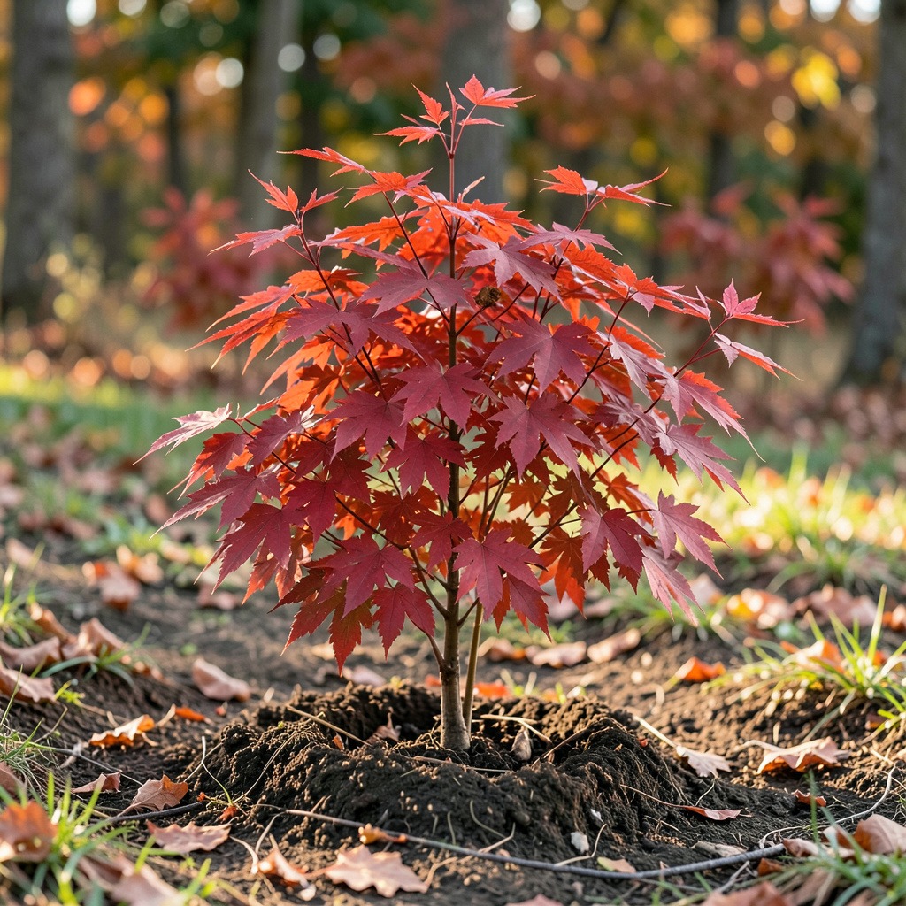 red maple planting