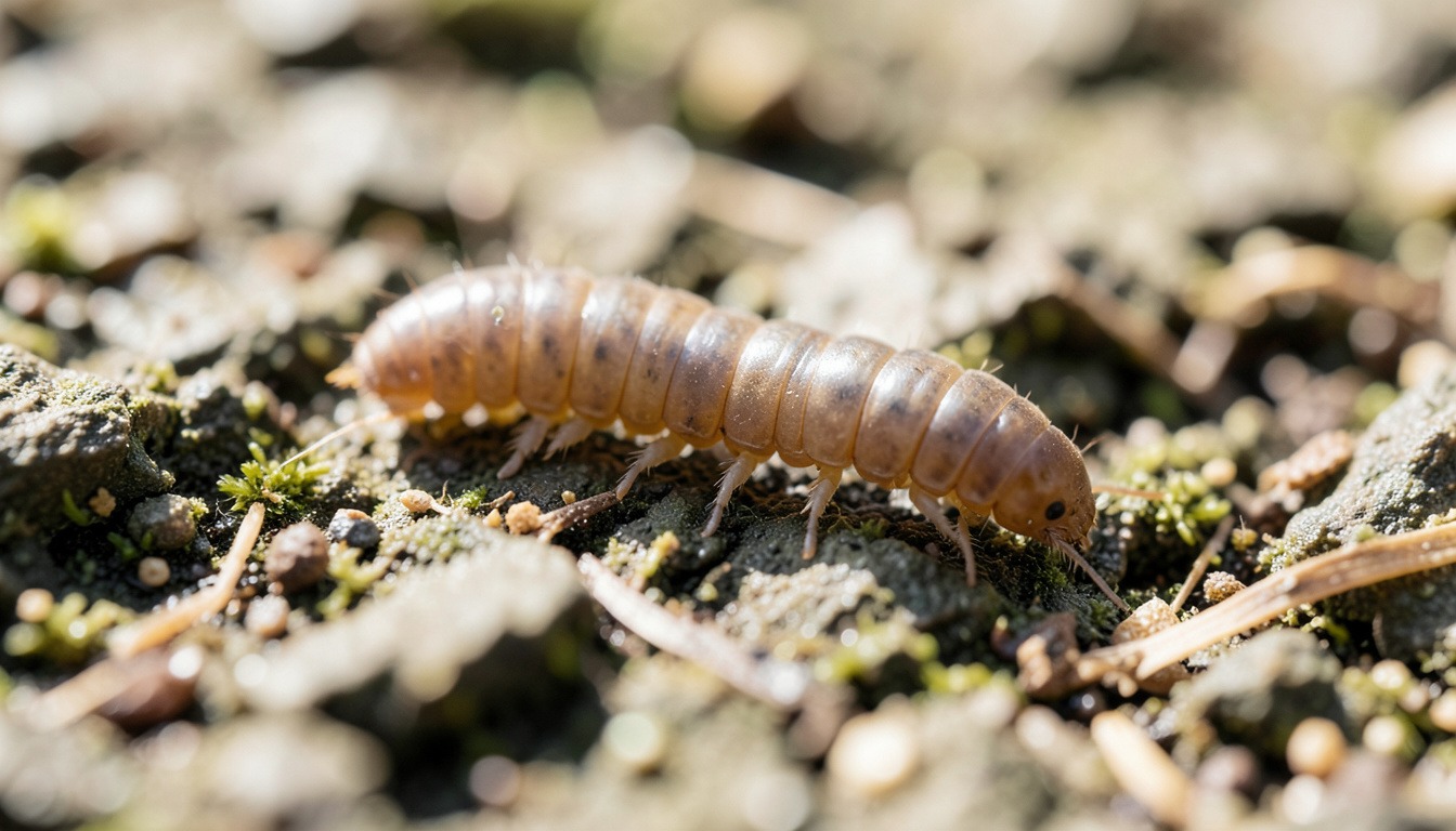 grub worm crawling on back